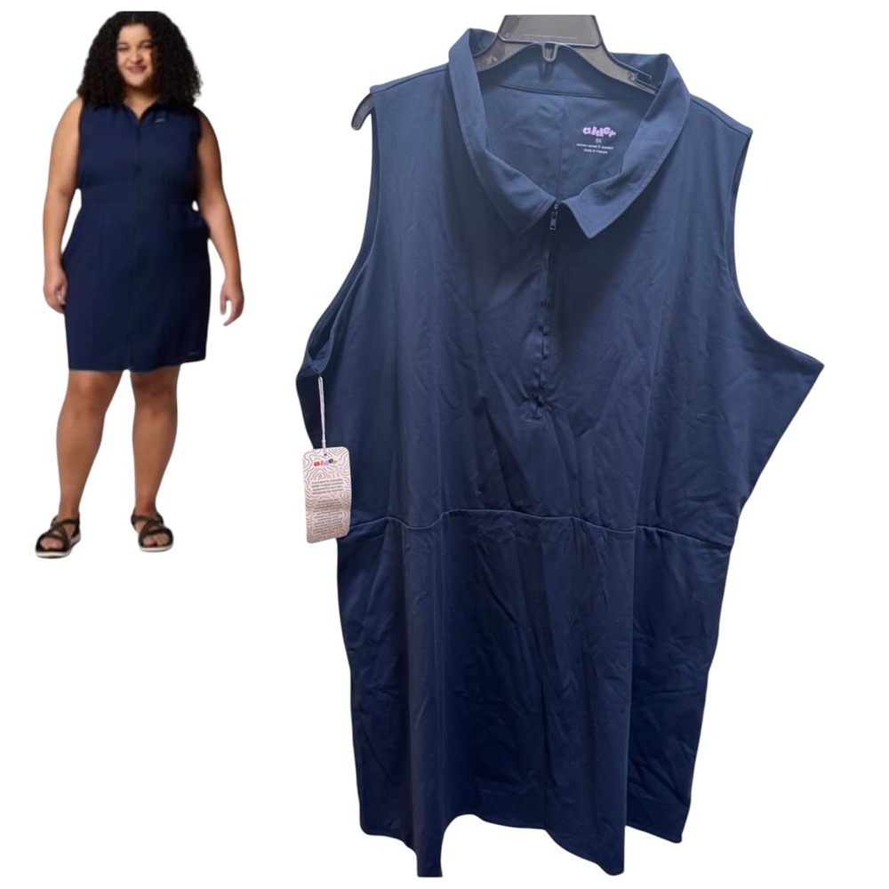 Alder NEW Adventure Performance Sleeveless Dress 1/4 Zip Collar Stretch Navy 6X